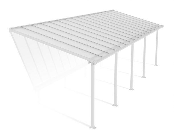 Patio Cover Kit Olympia 3 ft. x 9.71 ft. White Structure & Clear Multi Wall Glazing