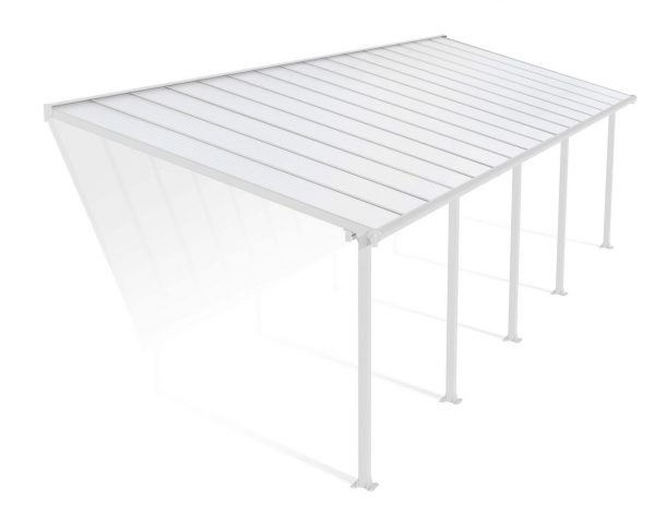 Patio Cover Kit Olympia 3 ft. x 9.71 ft. White Structure & White Multi Wall Glazing