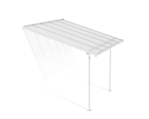 Sierra 10 ft. x 10 ft. White Aluminium Patio Cover With 2 Posts, Clear Twin-Wall Polycarbonate Roof Panels.