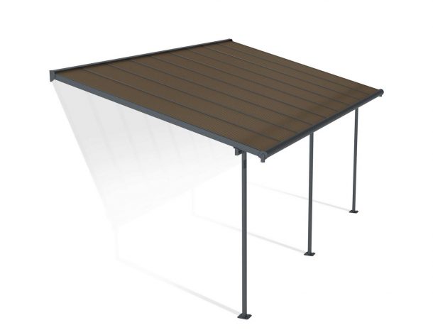 Patio Cover Kit Sierra 3 ft. x 5.46 ft. Grey Structure & Bronze Twin Wall Glazing