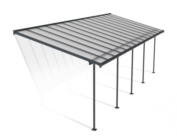 Patio Cover Kit Sierra 3 ft. x 8.50 ft. Grey Structure & Clear Twin Wall Glazing