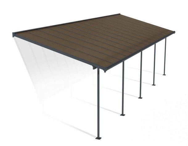 Patio Cover Kit Sierra 3 ft. x 9.15 ft. Grey Structure & Bronze Twin Wall Glazing