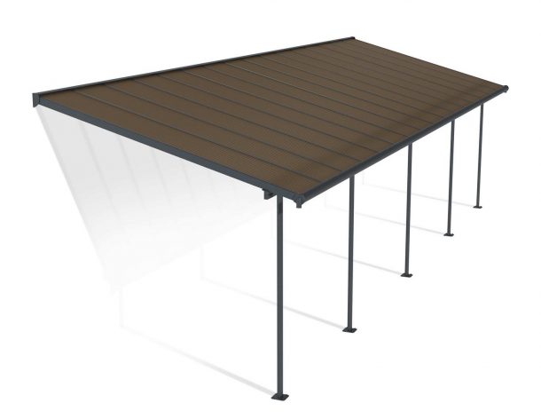 Patio Cover Kit Sierra 3 ft. x 9.71 ft. Grey Structure & Bronze Twin Wall Glazing