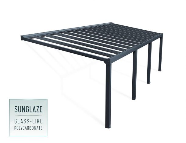 Patio Cover Kit Stockholm 3.4 ft. x 9.5 ft. Grey Structure & Clear Glazing